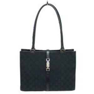 Gucci Jackie Bardot canvas leather tote bag Black
